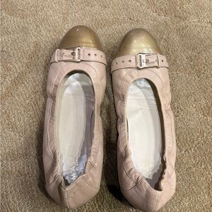 Gold and Cream Women's Ballet Flats